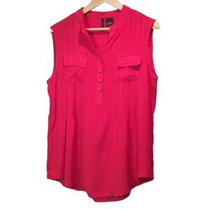 New Directions Red Sleeveless Loose Flowy Gauze Size Large V Neck